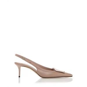 NEW JIMMY CHOO women's fold leather slingback sandals in nude